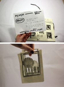 papier, carnet, et papiers découpés