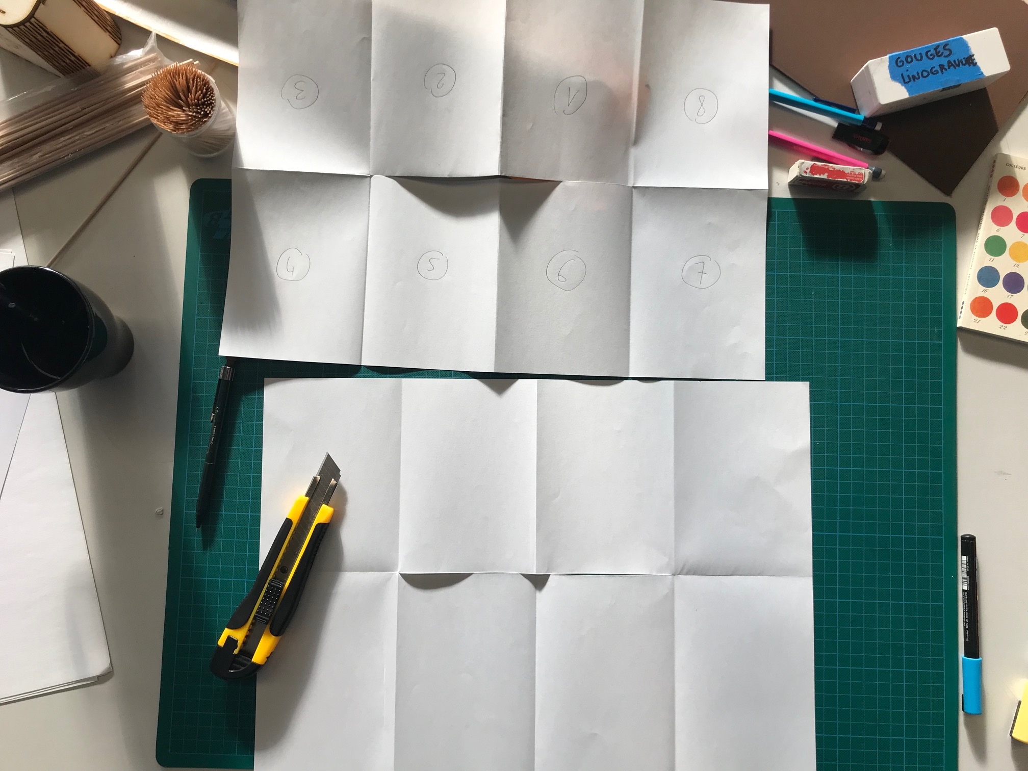 Feuilles pliées, réalisation de fanzine